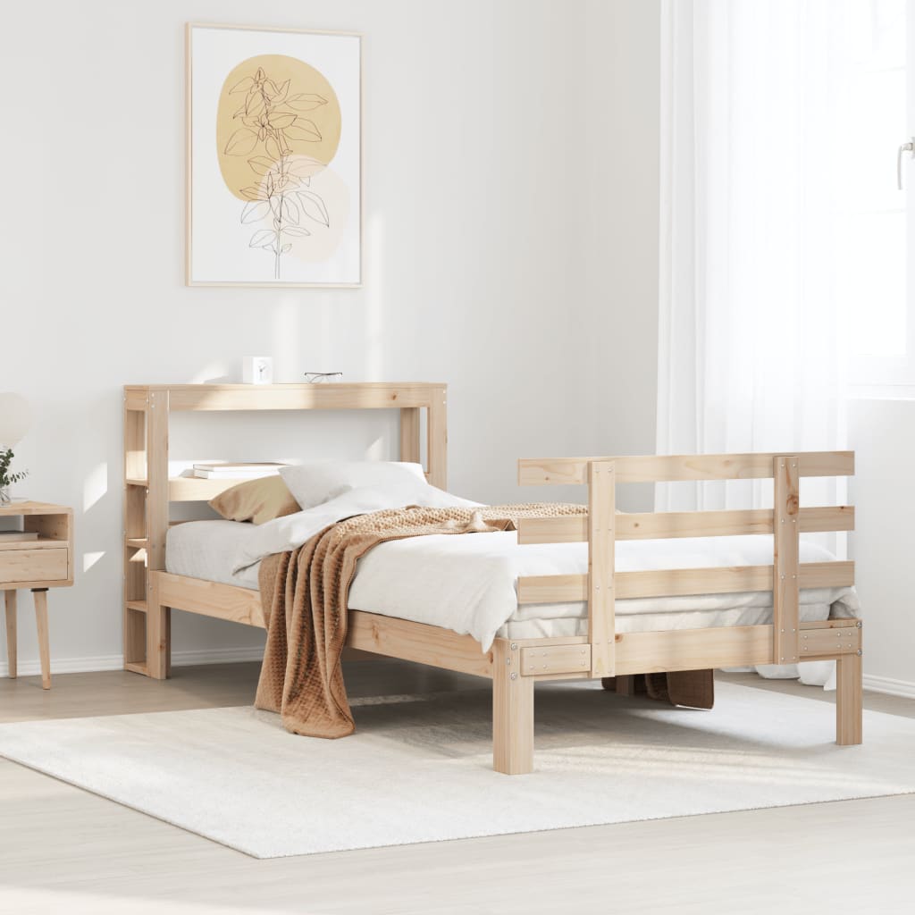 vidaXL Rama łóżka z wezgłowiem, biała, 75x190 cm, lite drewno sosnowe