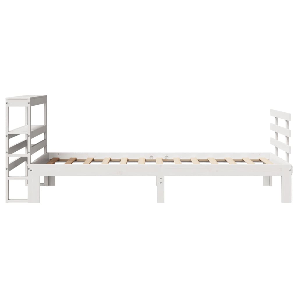 vidaXL Rama łóżka z wezgłowiem, biała, 75x190 cm, lite drewno sosnowe