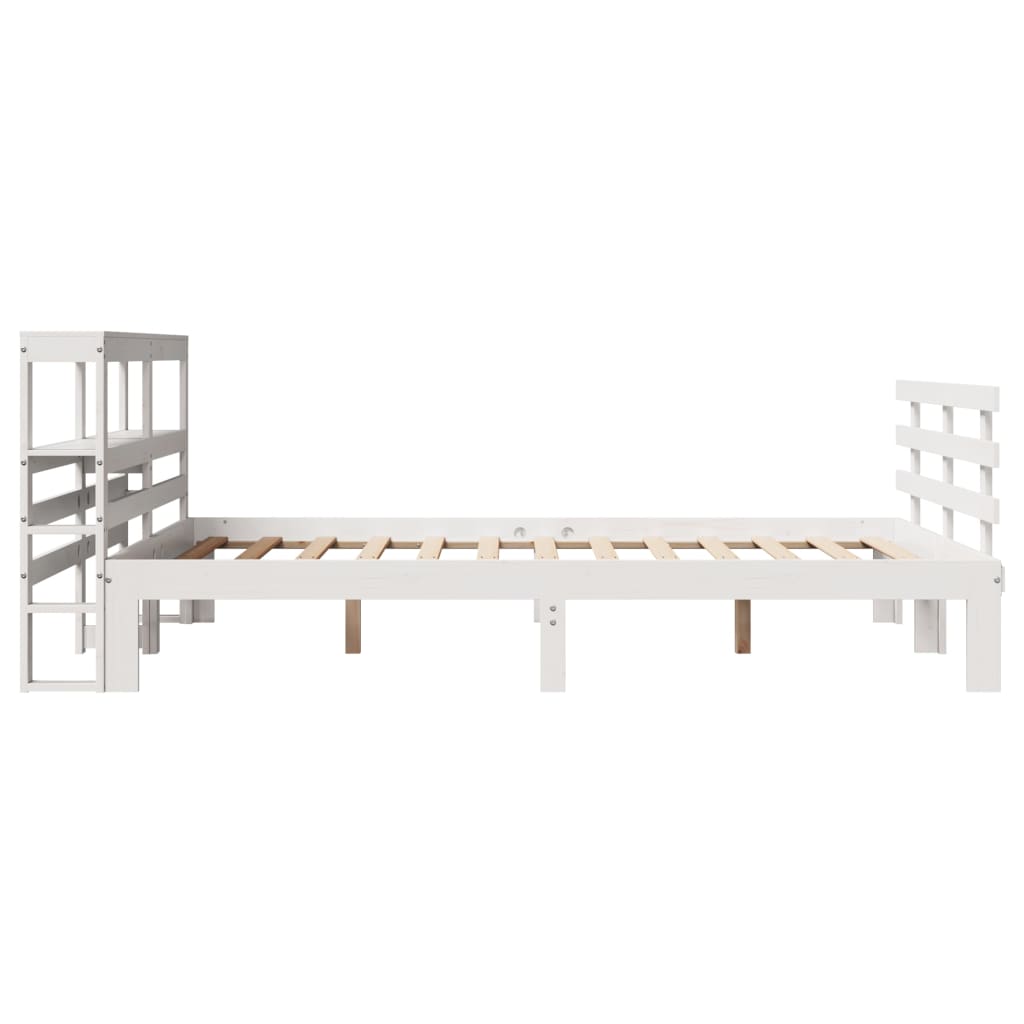 vidaXL Rama łóżka z wezgłowiem, biała, 150x200 cm, lite drewno sosnowe