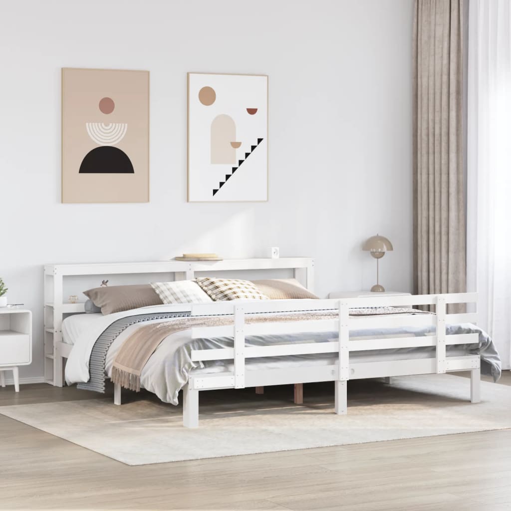 vidaXL Rama łóżka z zagłówkiem bez materaca, biała, 180x200 cm