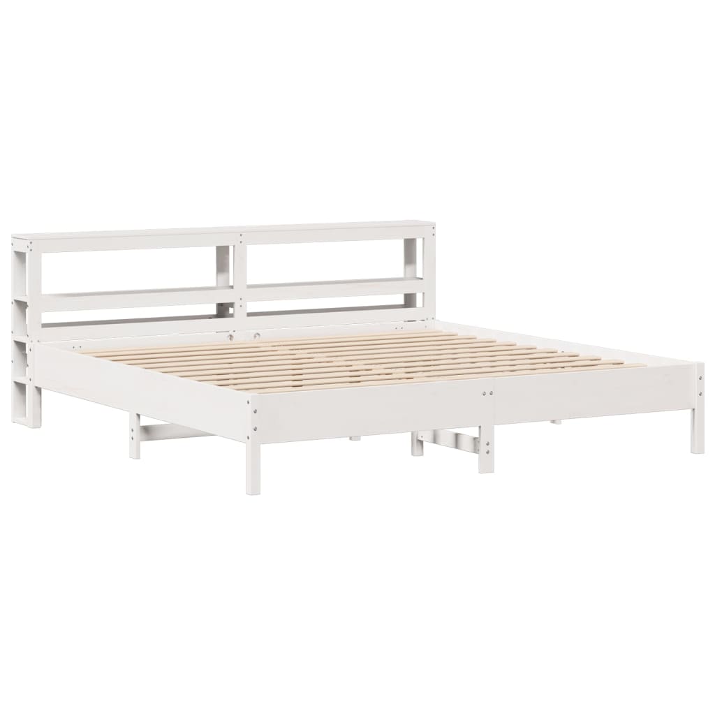 vidaXL Łóżko bez materaca, białe, 200x200 cm, lite drewno sosnowe