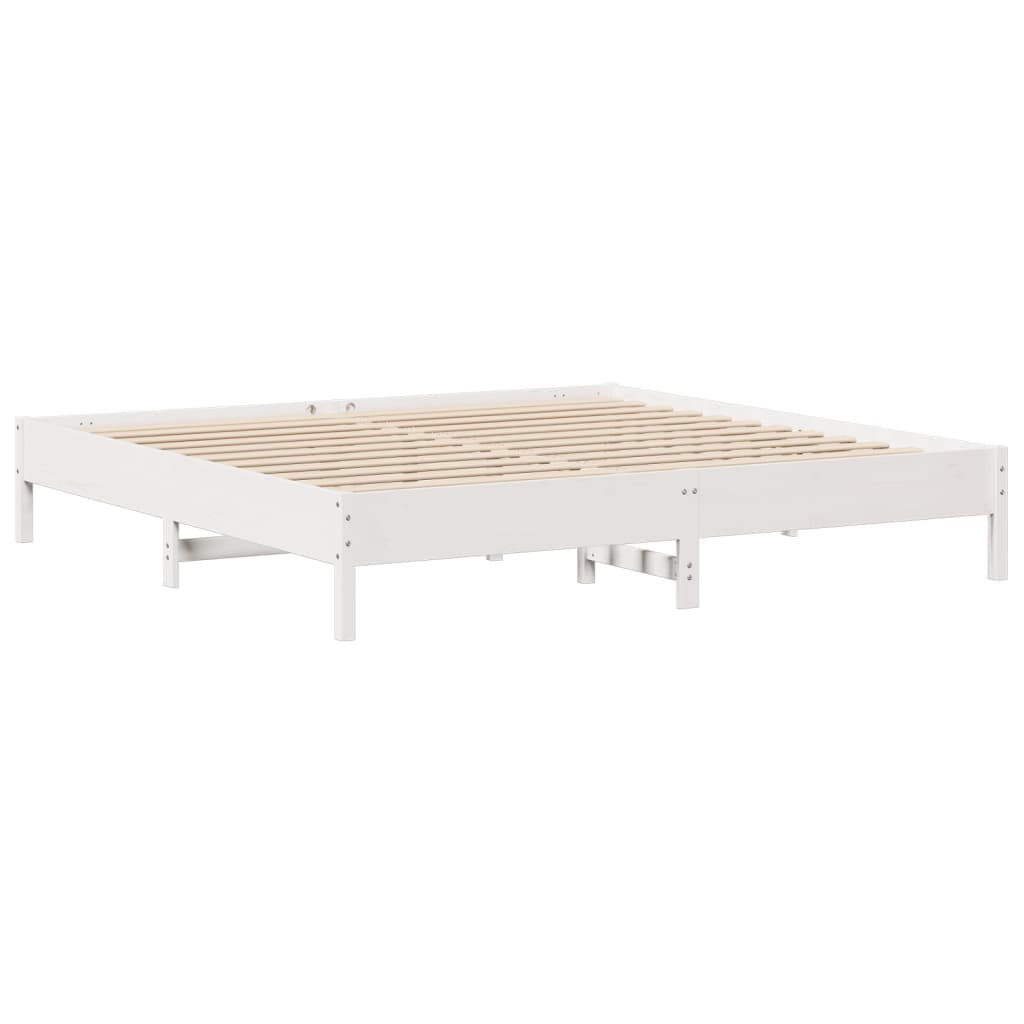 vidaXL Łóżko bez materaca, białe, 200x200 cm, lite drewno sosnowe