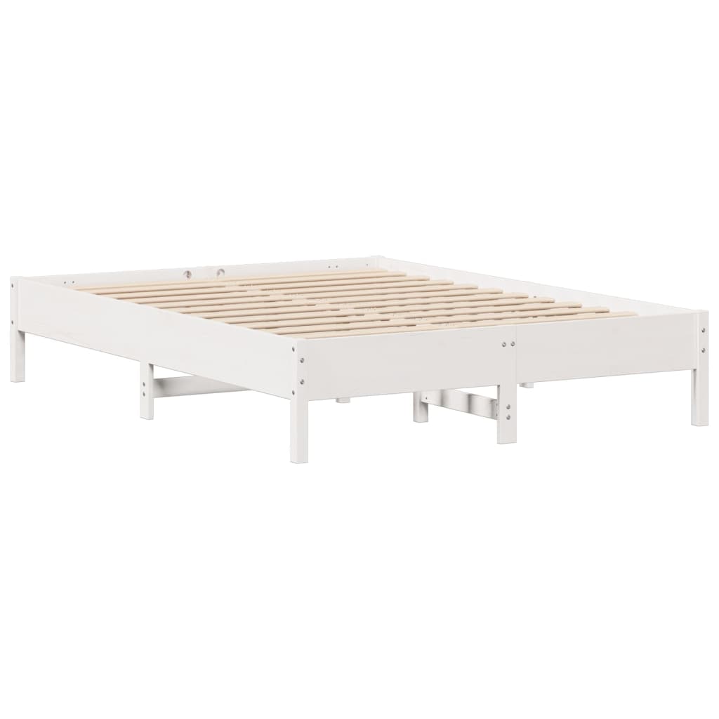 vidaXL Rama łóżka bez materaca, biała, 160x200 cm, lite drewno sosnowe