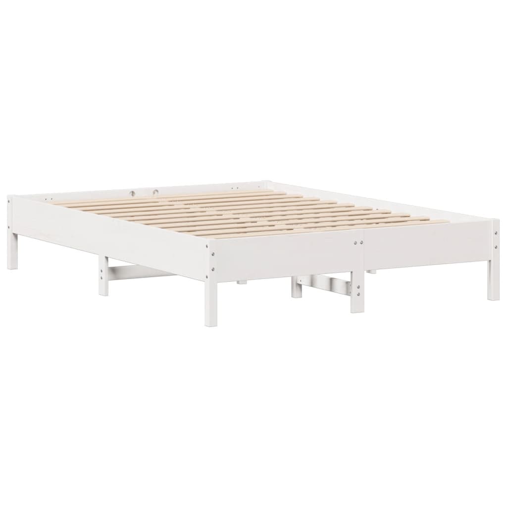 vidaXL Rama łóżka bez materaca, biała, 150x200 cm, lite drewno sosnowe