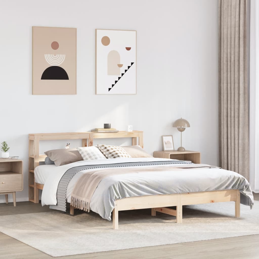 vidaXL Rama łóżka bez materaca, 140x190 cm, lite drewno sosnowe