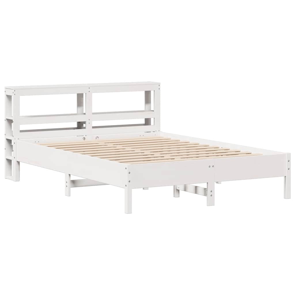 vidaXL Rama łóżka bez materaca, biała, 140x190 cm, lite drewno sosnowe