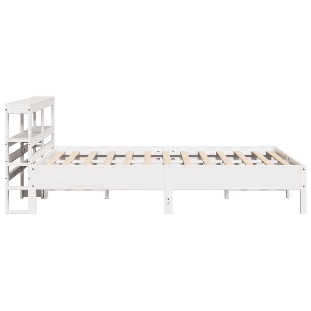 vidaXL Rama łóżka bez materaca, biała, 140x190 cm, lite drewno sosnowe
