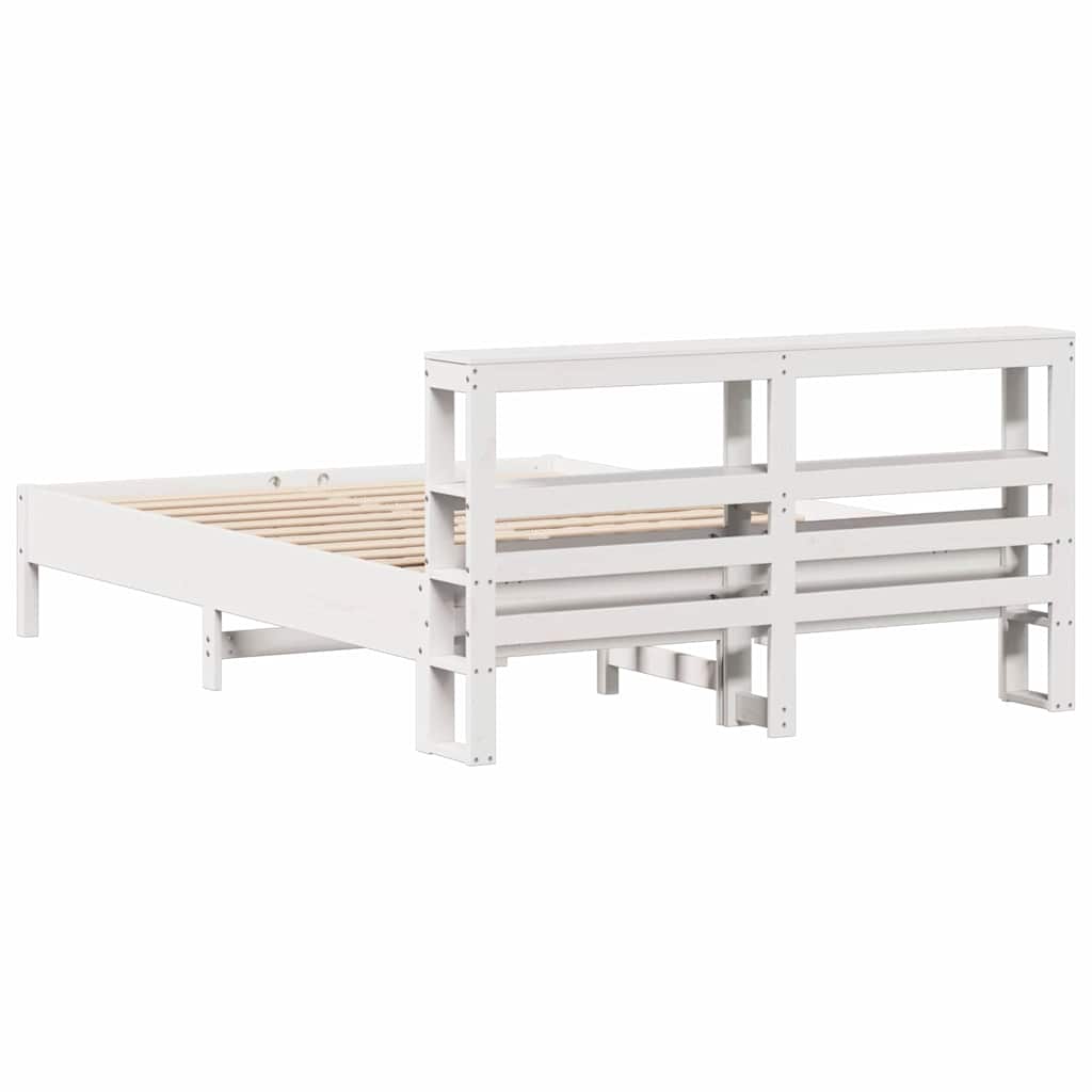 vidaXL Rama łóżka bez materaca, biała, 140x190 cm, lite drewno sosnowe