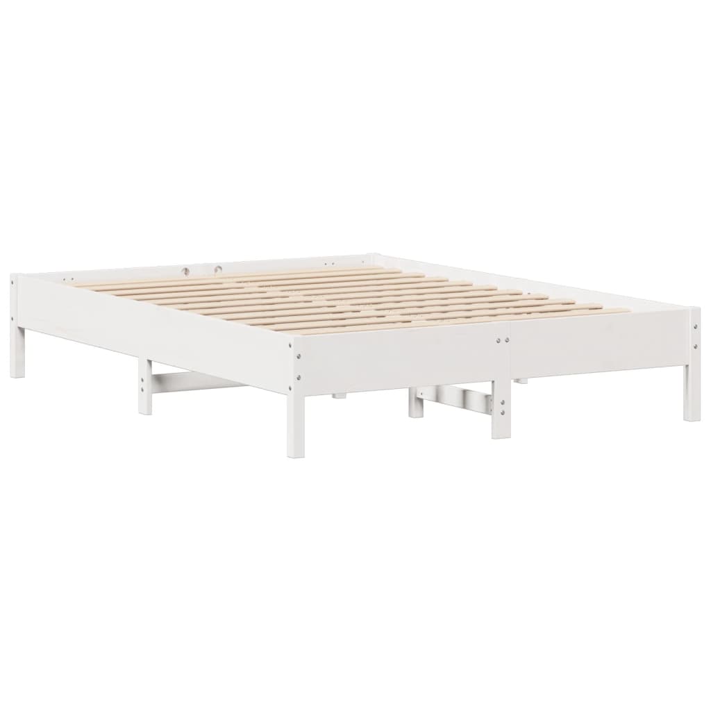 vidaXL Rama łóżka bez materaca, biała, 135x190 cm, lite drewno sosnowe