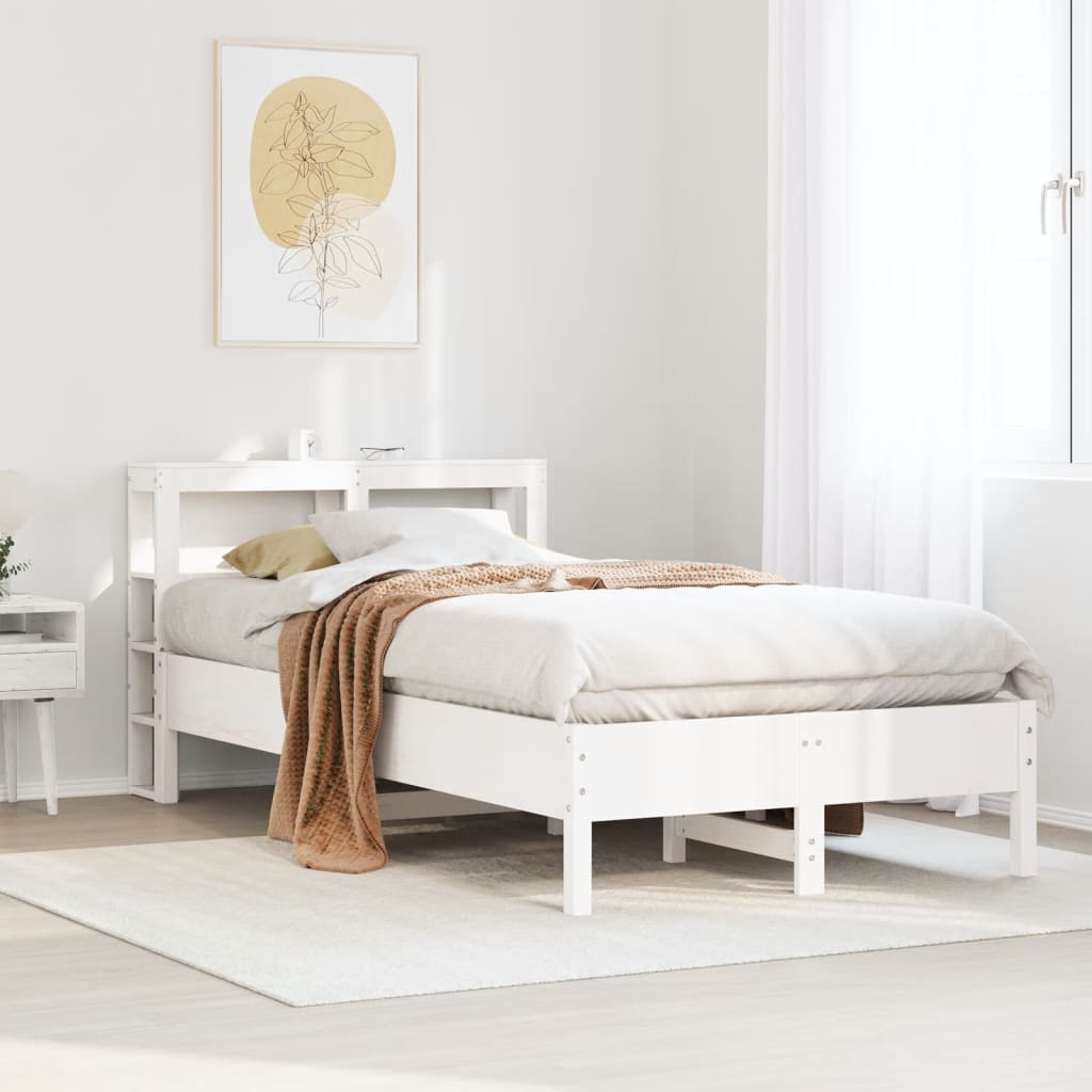 vidaXL Rama łóżka bez materaca, biała, 90x190 cm, lite drewno sosnowe