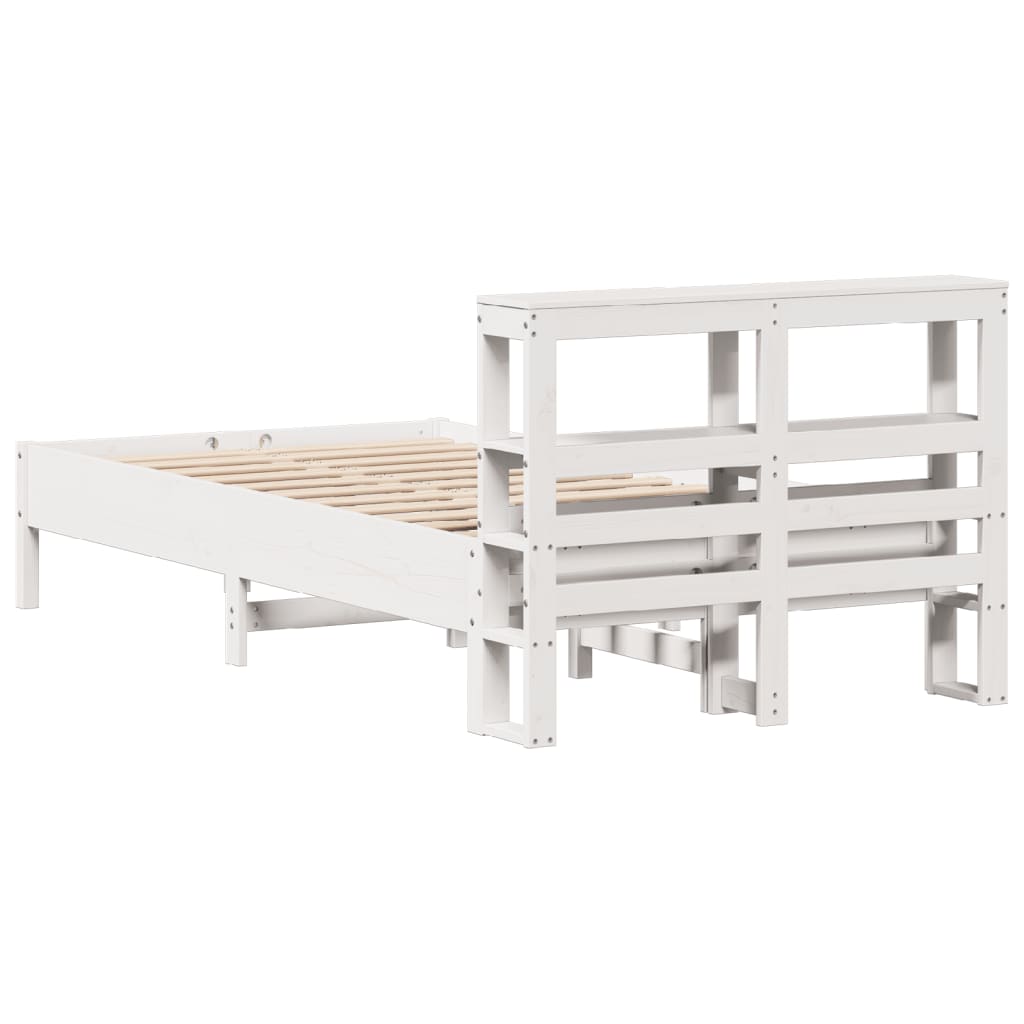 vidaXL Rama łóżka bez materaca, biała, 75x190 cm, lite drewno sosnowe
