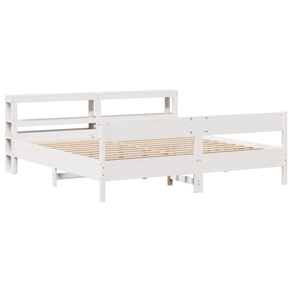 vidaXL Łóżko bez materaca, białe, 200x200 cm, lite drewno sosnowe