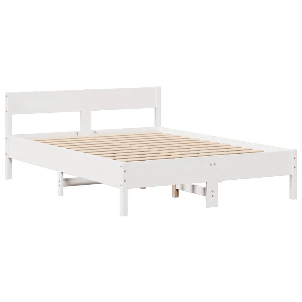 vidaXL Rama łóżka bez materaca, biała, 135x190 cm, lite drewno sosnowe