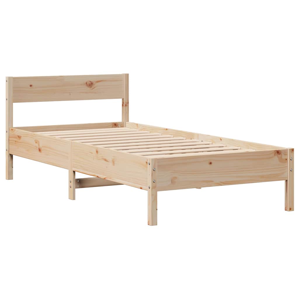 vidaXL Rama łóżka bez materaca, 75x190 cm, lite drewno sosnowe