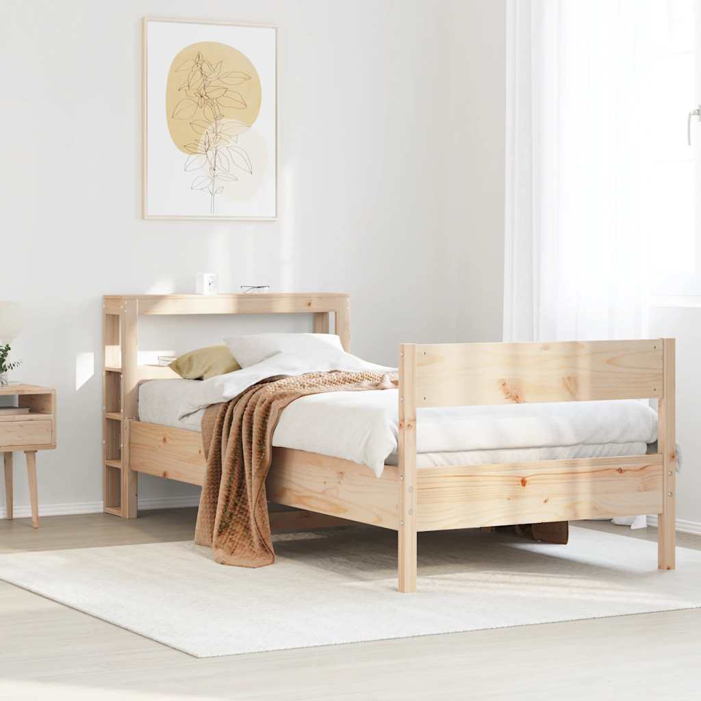 vidaXL Rama łóżka bez materaca, 75x190 cm, lite drewno sosnowe