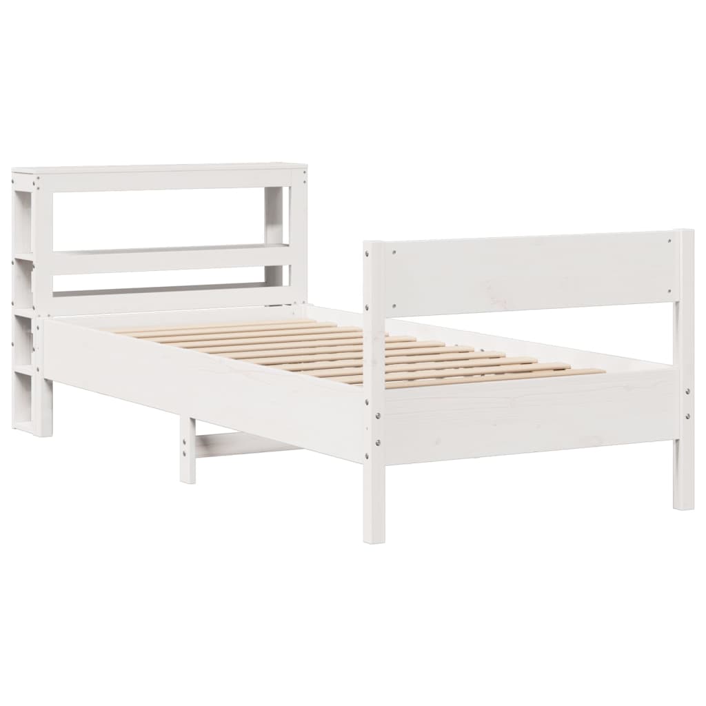 vidaXL Rama łóżka bez materaca, biała, 75x190 cm, lite drewno sosnowe