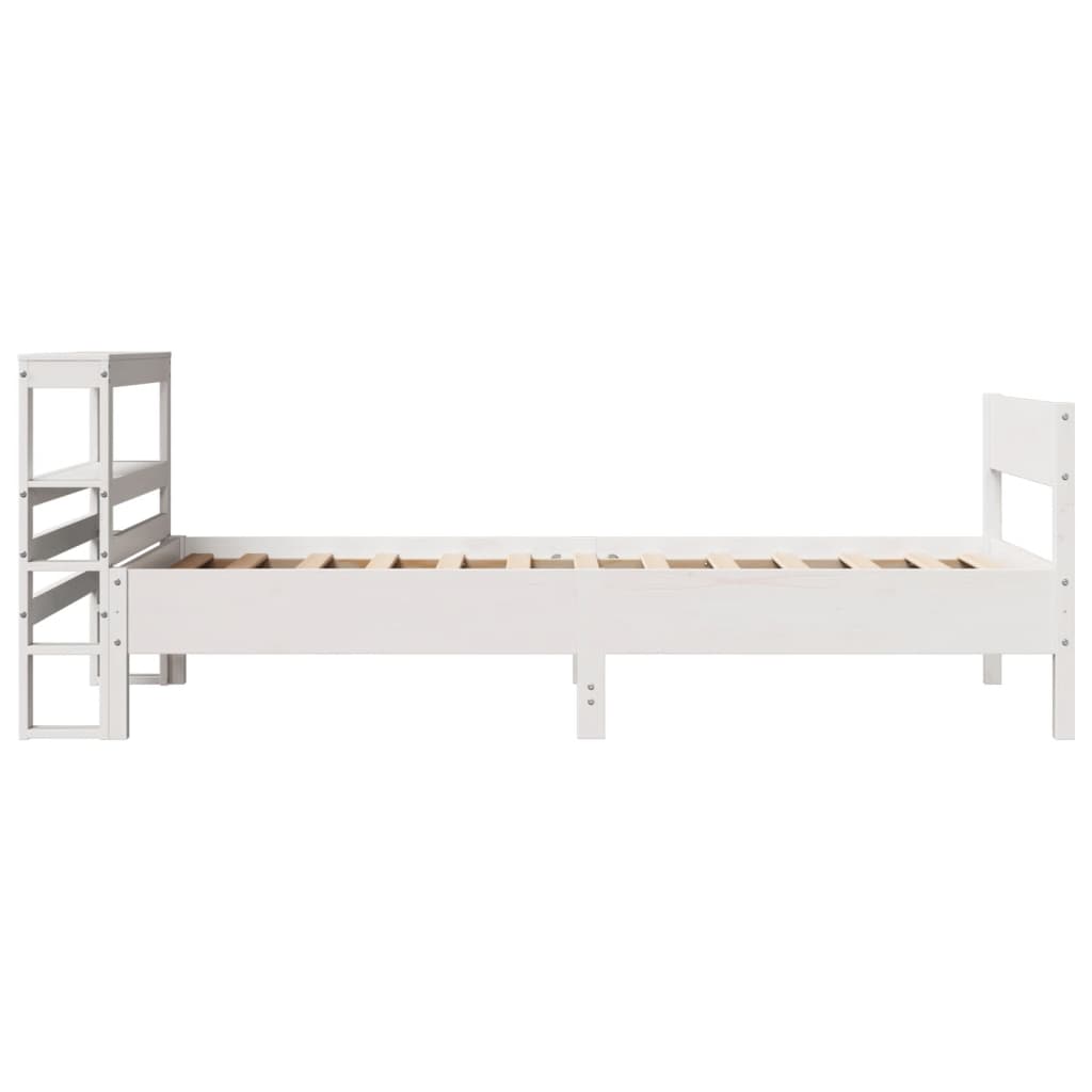 vidaXL Rama łóżka bez materaca, biała, 75x190 cm, lite drewno sosnowe