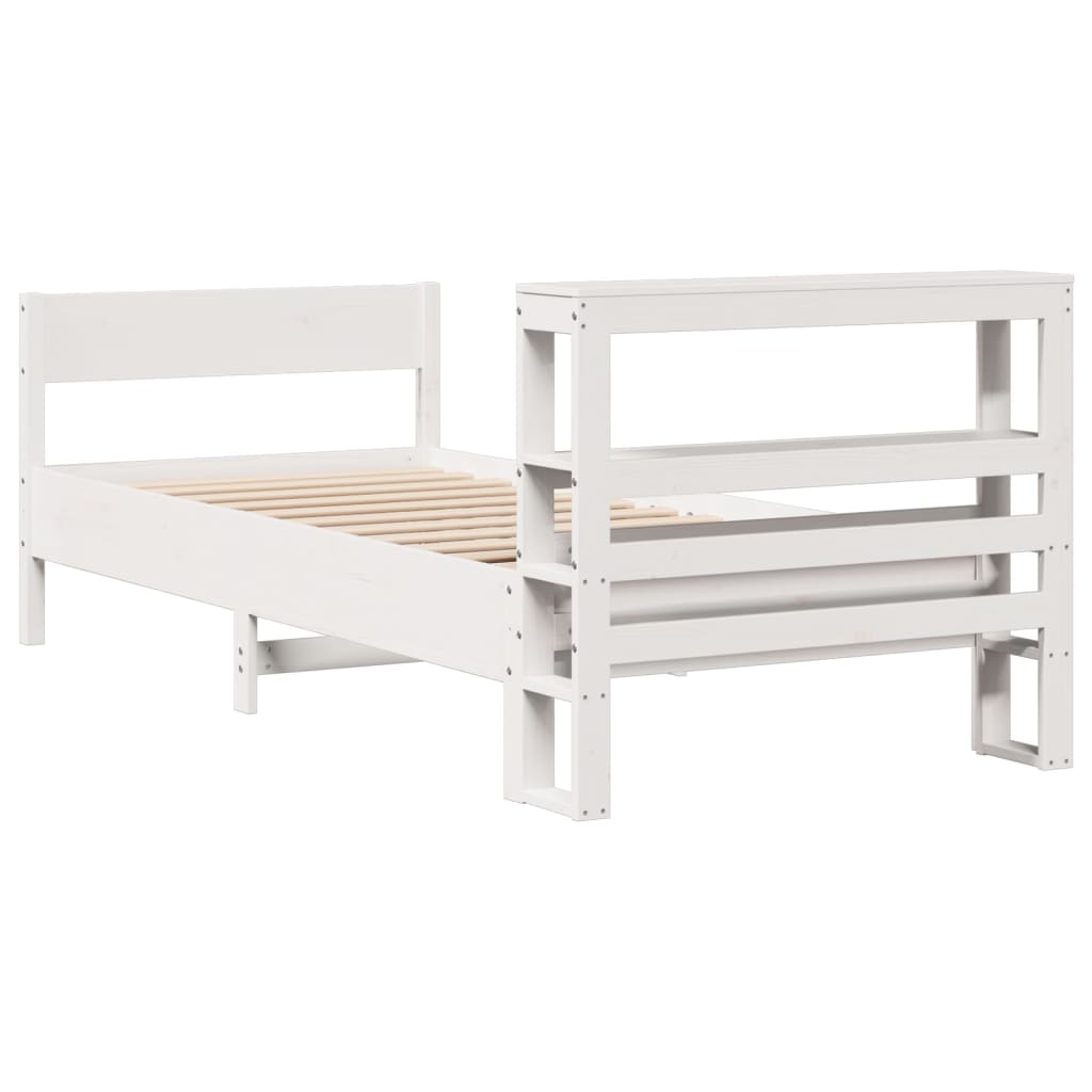 vidaXL Rama łóżka bez materaca, biała, 75x190 cm, lite drewno sosnowe