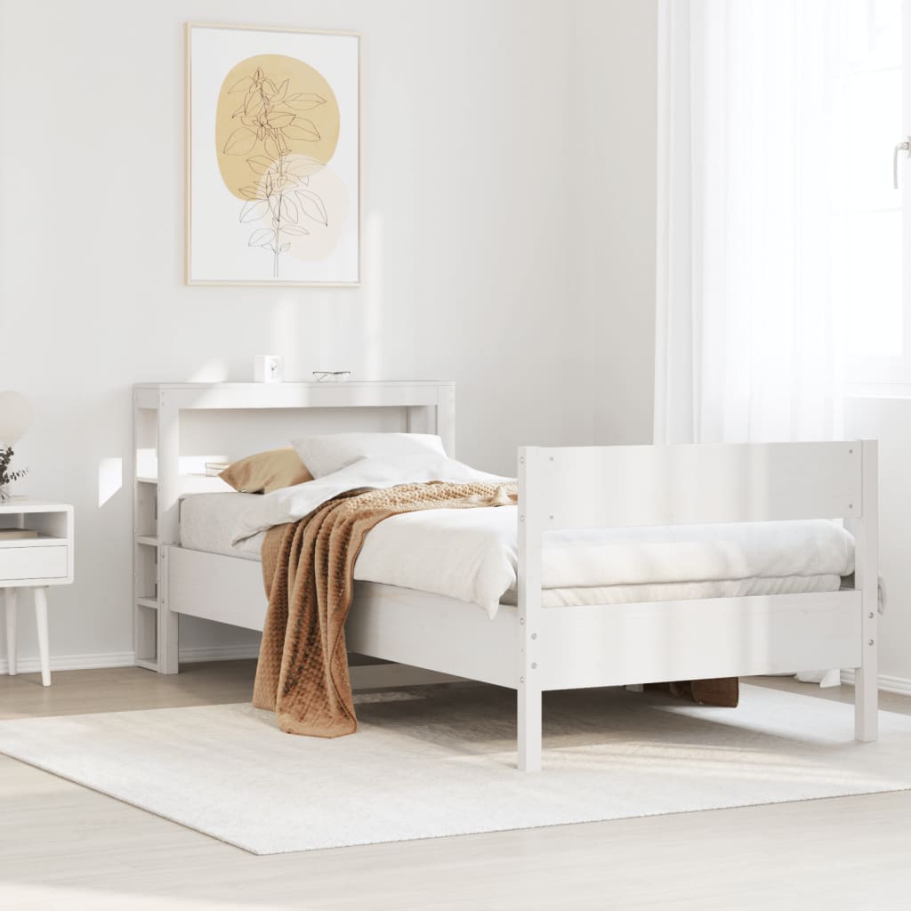 vidaXL Rama łóżka bez materaca, biała, 75x190 cm, lite drewno sosnowe
