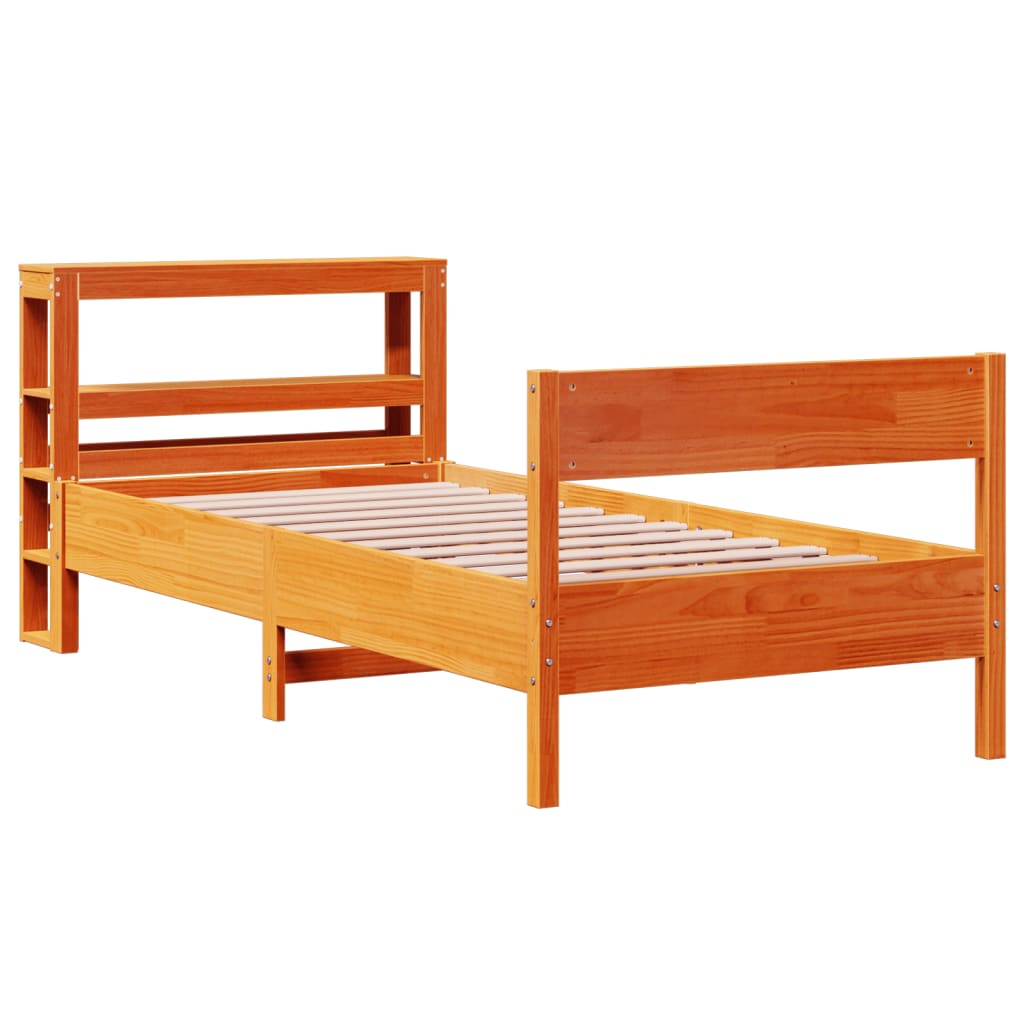 vidaXL Rama łóżka bez materaca, woskowy brąz, 75x190 cm, sosnowa