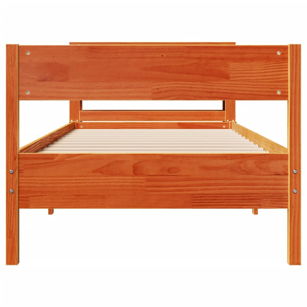 vidaXL Rama łóżka bez materaca, woskowy brąz, 75x190 cm, sosnowa