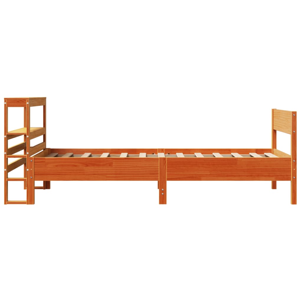 vidaXL Rama łóżka bez materaca, woskowy brąz, 75x190 cm, sosnowa