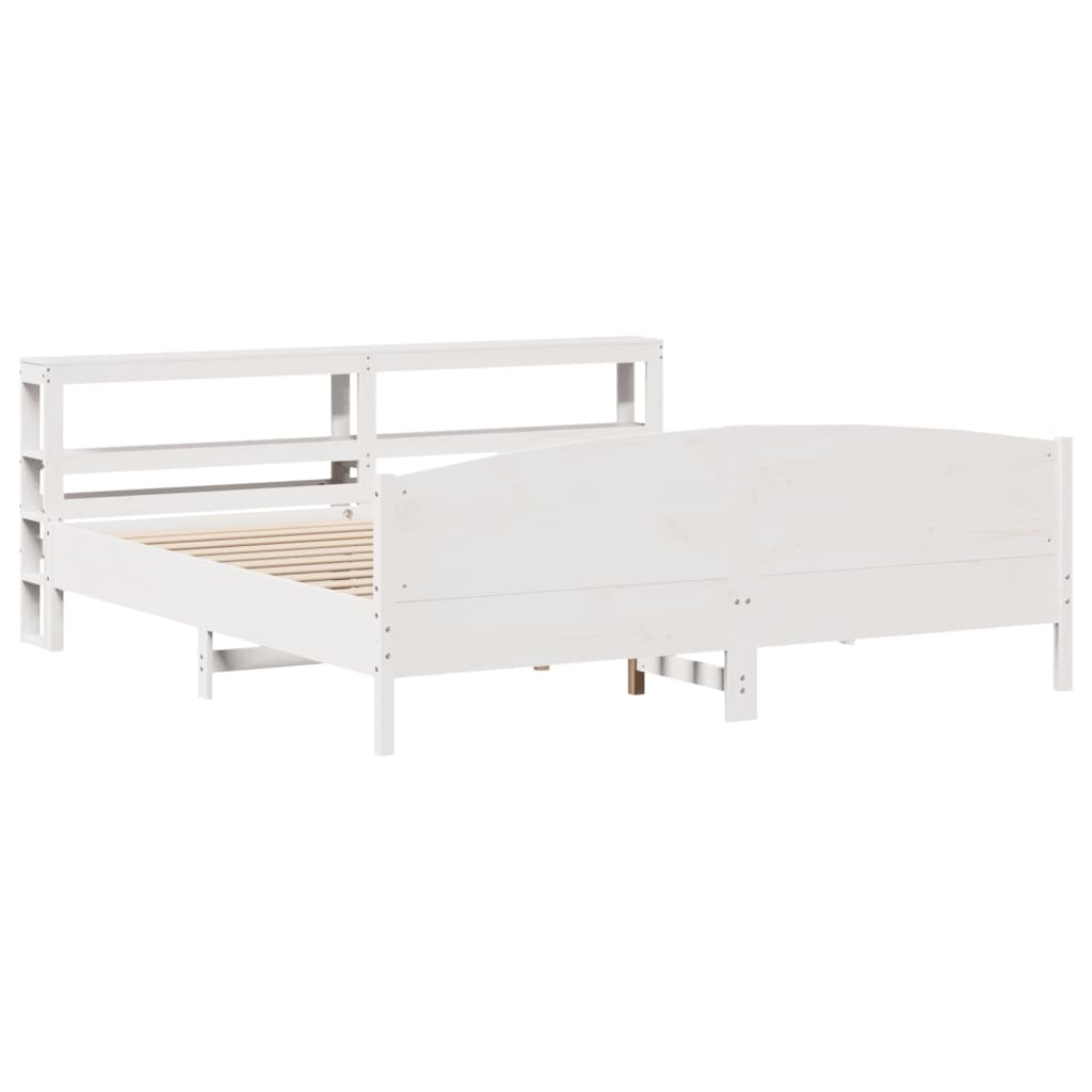 vidaXL Łóżko bez materaca, białe, 200x200 cm, lite drewno sosnowe
