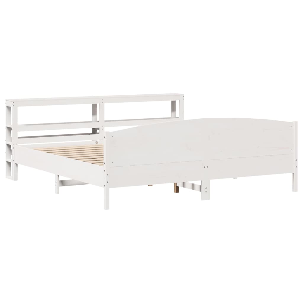 vidaXL Rama łóżka bez materaca, biała, 180x200 cm, lite drewno sosnowe