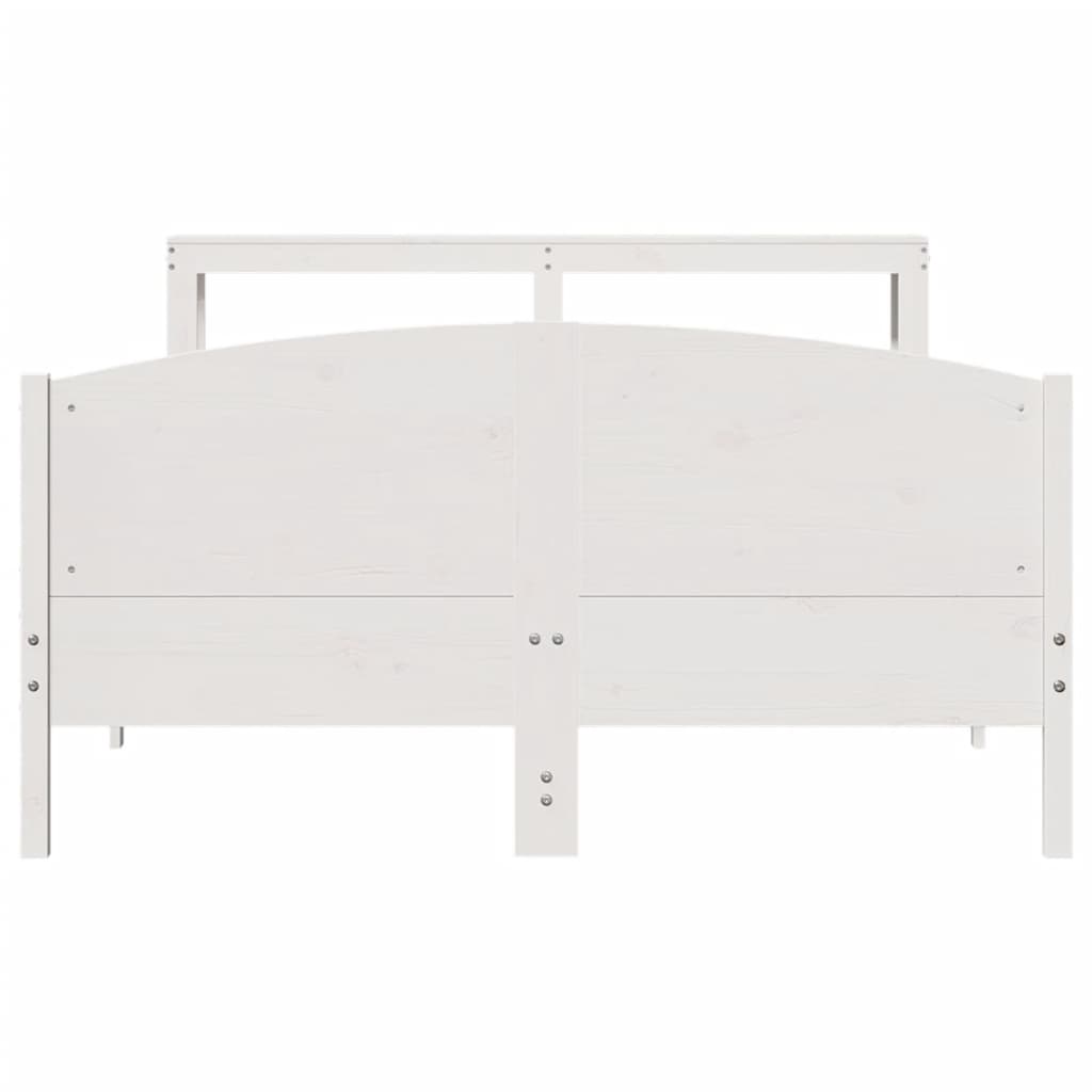 vidaXL Rama łóżka bez materaca, biała, 135x190 cm, lite drewno sosnowe