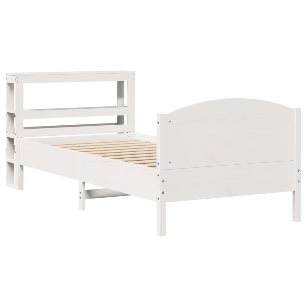 vidaXL Rama łóżka bez materaca, biała, 75x190 cm, lite drewno sosnowe