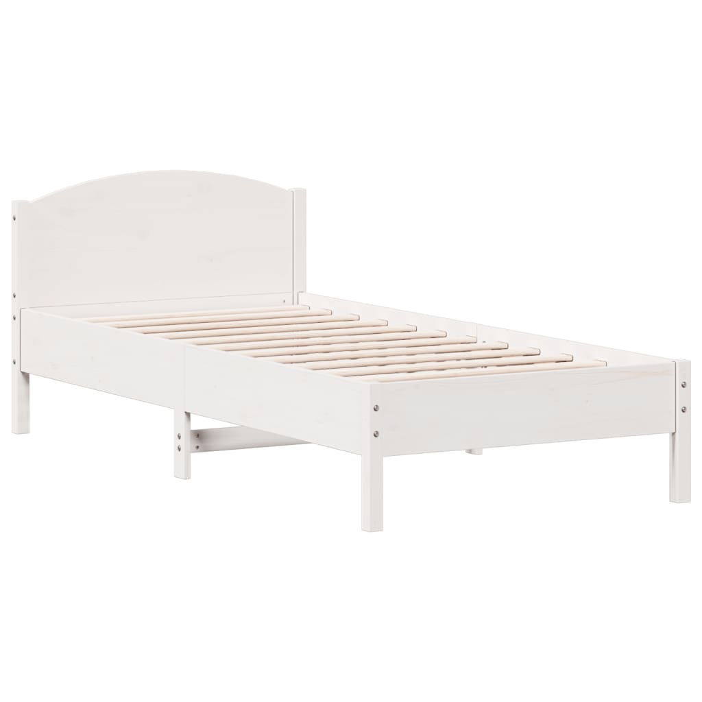 vidaXL Rama łóżka bez materaca, biała, 75x190 cm, lite drewno sosnowe