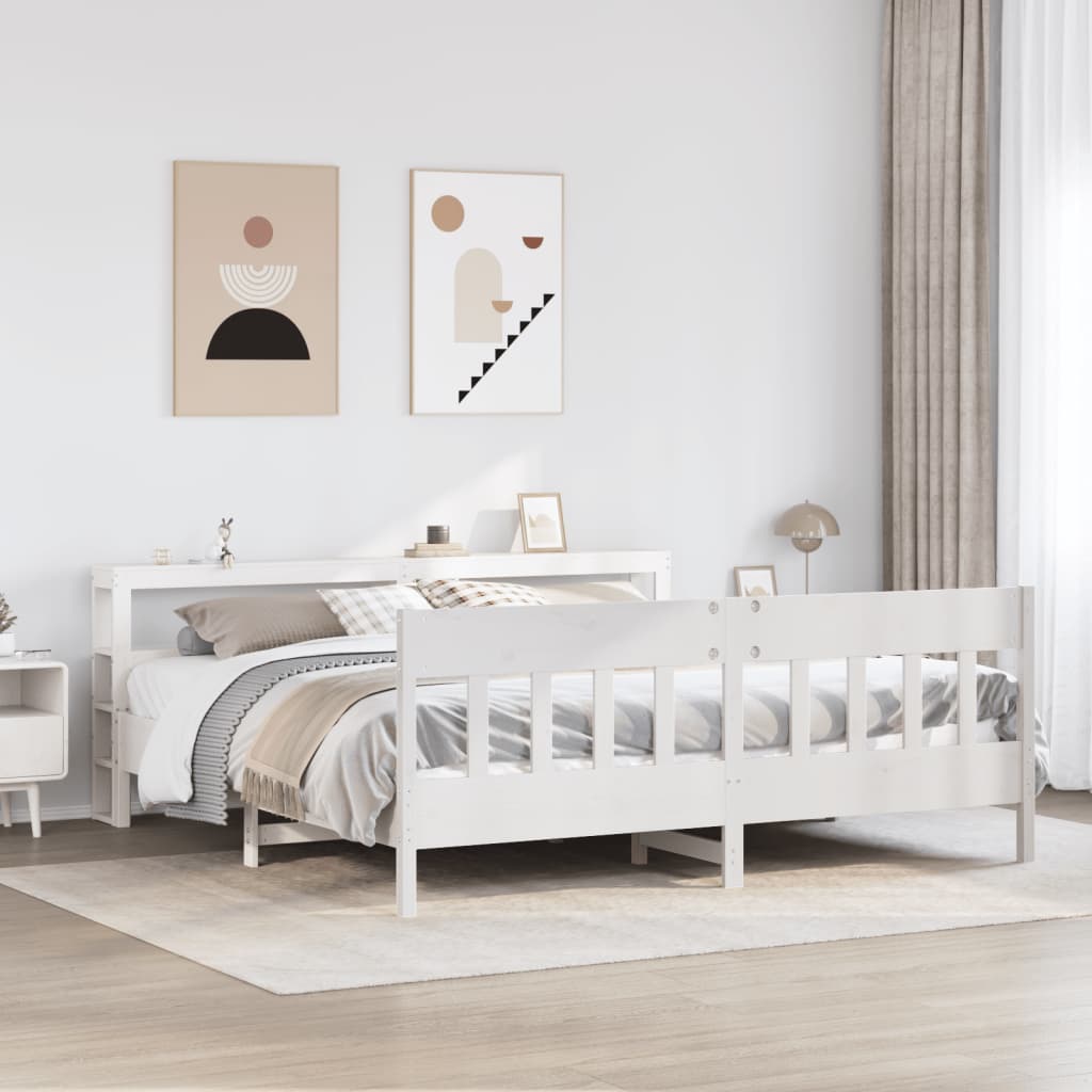 vidaXL Rama łóżka bez materaca, biała, 180x200 cm, lite drewno sosnowe