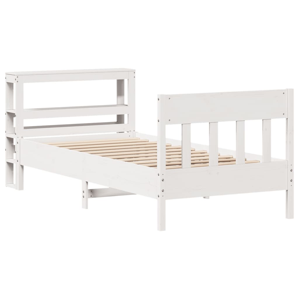 vidaXL Rama łóżka bez materaca, biała, 75x190 cm, lite drewno sosnowe