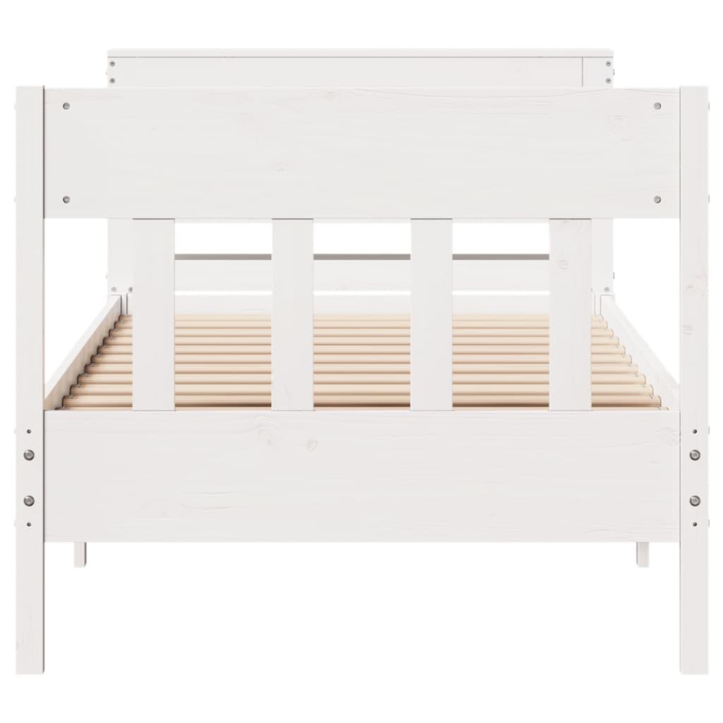 vidaXL Rama łóżka bez materaca, biała, 75x190 cm, lite drewno sosnowe