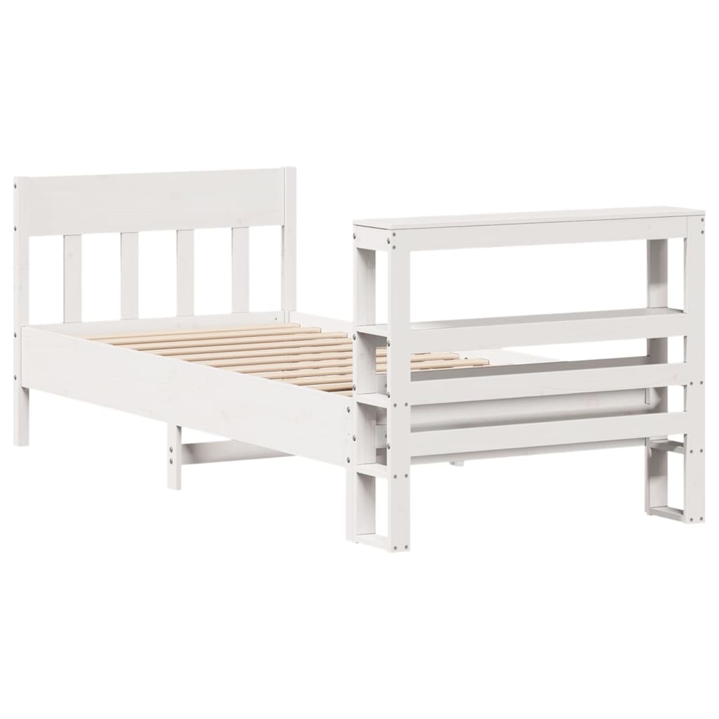 vidaXL Rama łóżka bez materaca, biała, 75x190 cm, lite drewno sosnowe