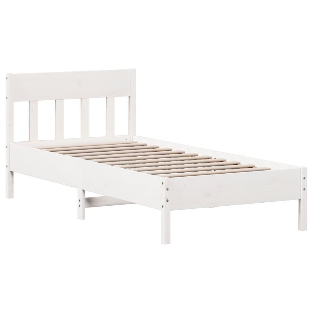 vidaXL Rama łóżka bez materaca, biała, 75x190 cm, lite drewno sosnowe