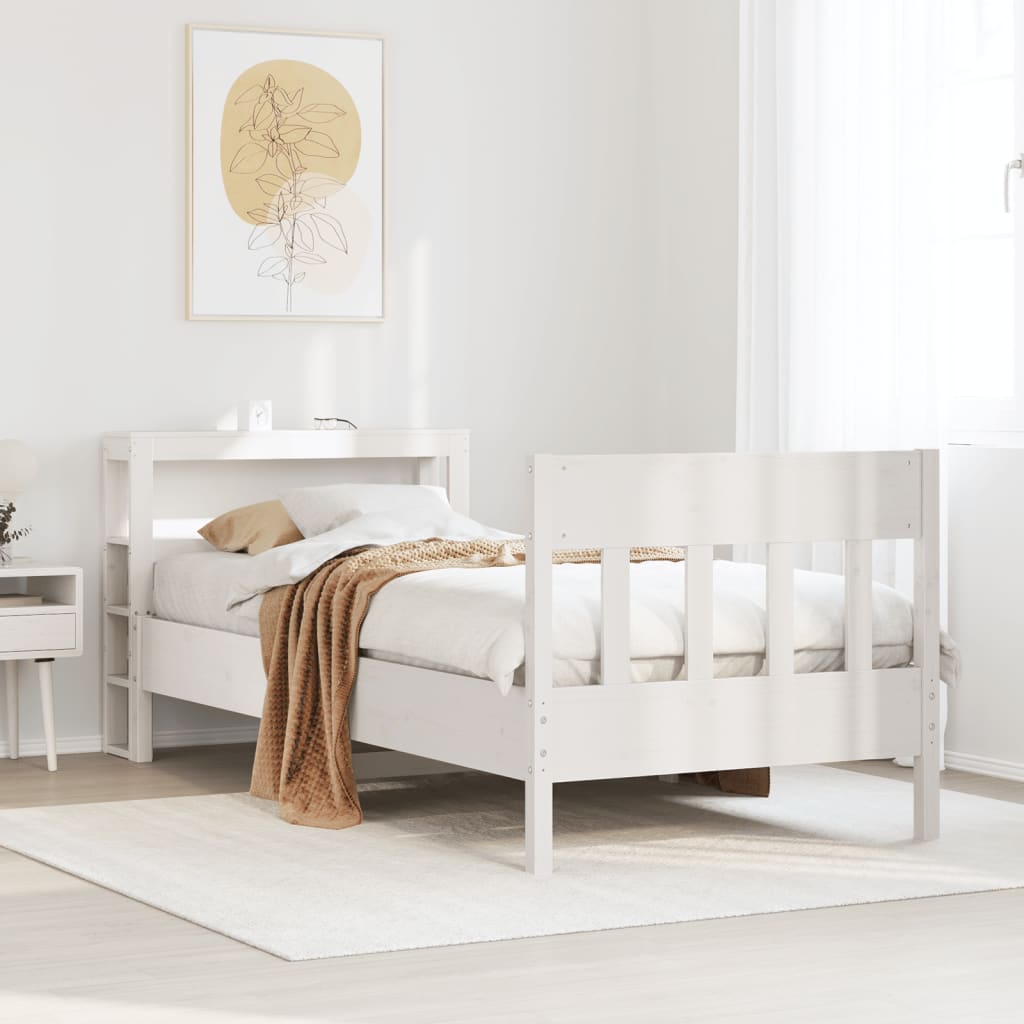vidaXL Rama łóżka bez materaca, biała, 75x190 cm, lite drewno sosnowe