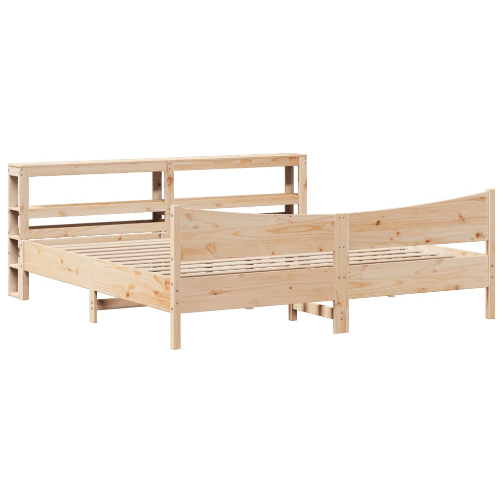 vidaXL Rama łóżka z wezgłowiem, 200x200 cm, lite drewno sosnowe