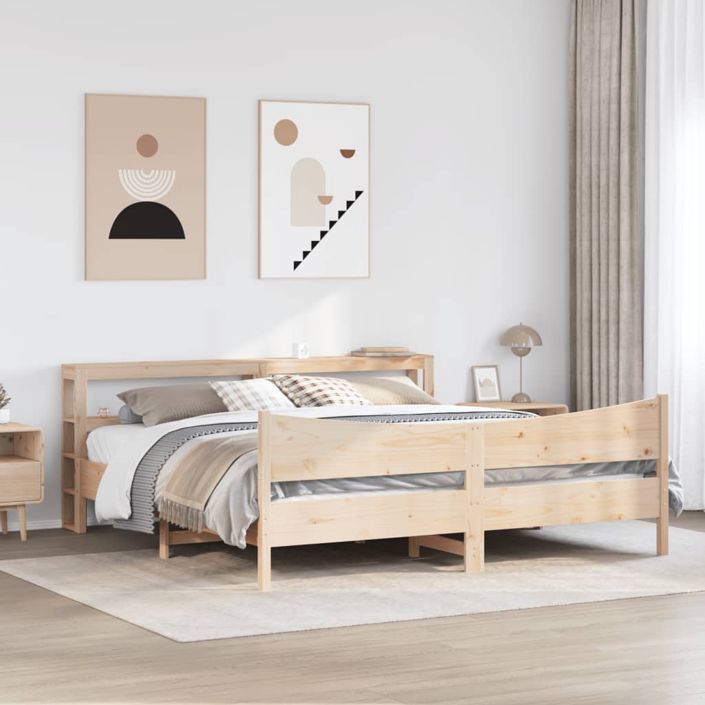 vidaXL Rama łóżka z wezgłowiem, 200x200 cm, lite drewno sosnowe
