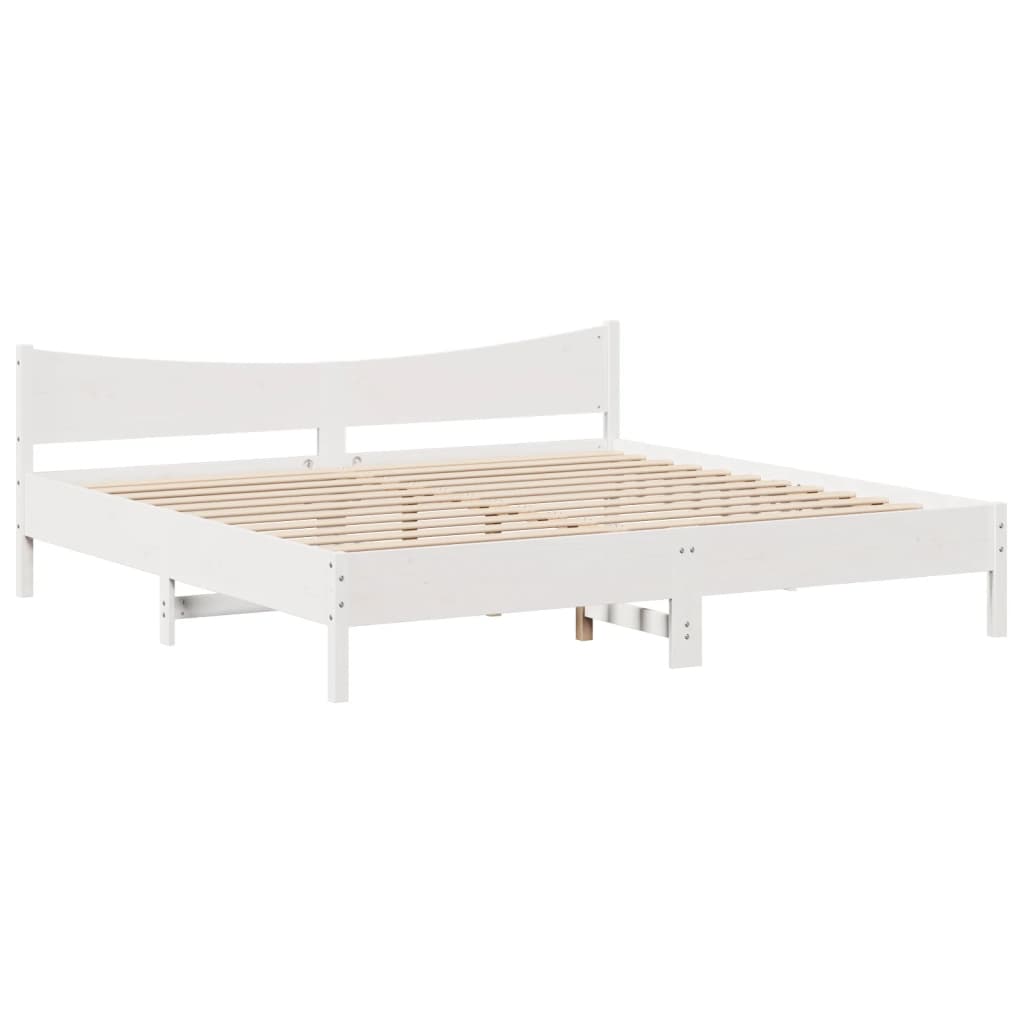 vidaXL Rama łóżka z wezgłowiem, biała, 200x200 cm, lite drewno sosnowe