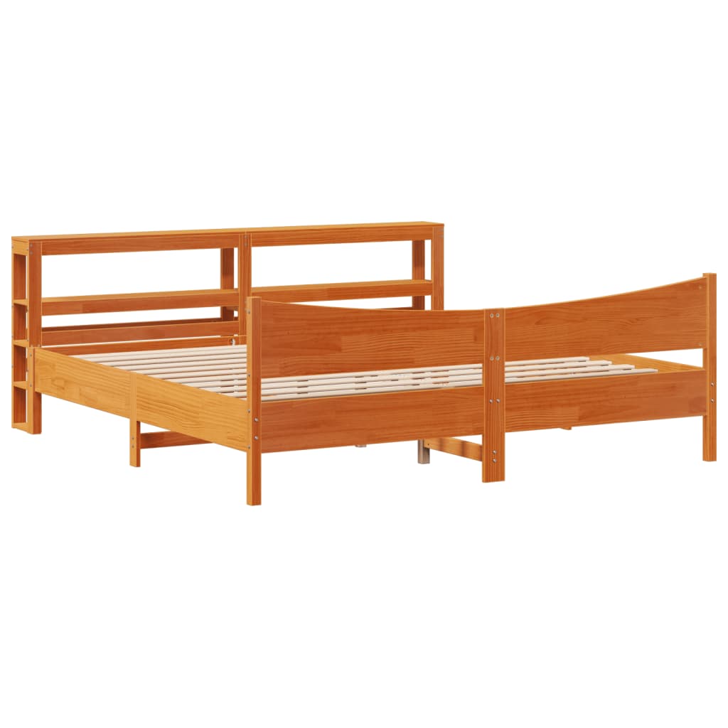 vidaXL Rama łóżka z wezgłowiem, woskowy brąz, 200x200 cm, sosnowa