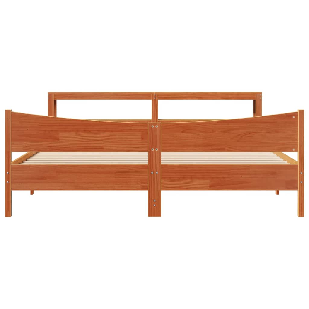 vidaXL Rama łóżka z wezgłowiem, woskowy brąz, 200x200 cm, sosnowa