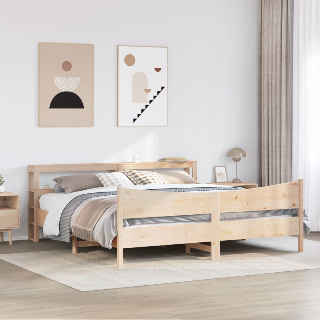 vidaXL Rama łóżka z zagłówkiem, 180x200 cm, sosnowa