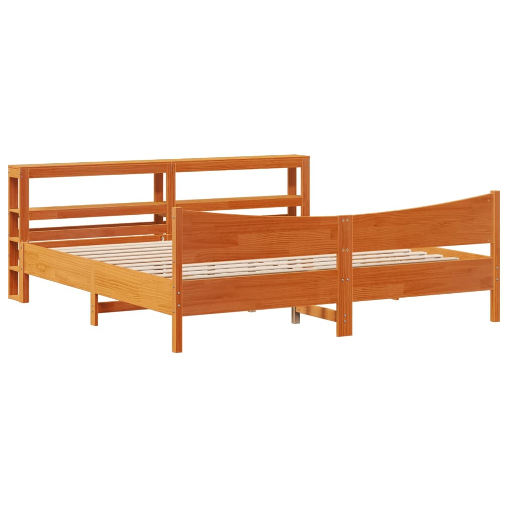 vidaXL Rama łóżka z wezgłowiem, woskowy brąz, 180x200 cm, sosnowa