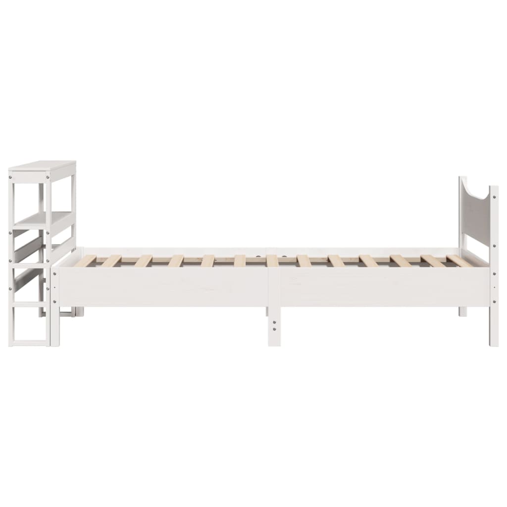 vidaXL Rama łóżka z wezgłowiem, biała, 90x200 cm, lite drewno sosnowe