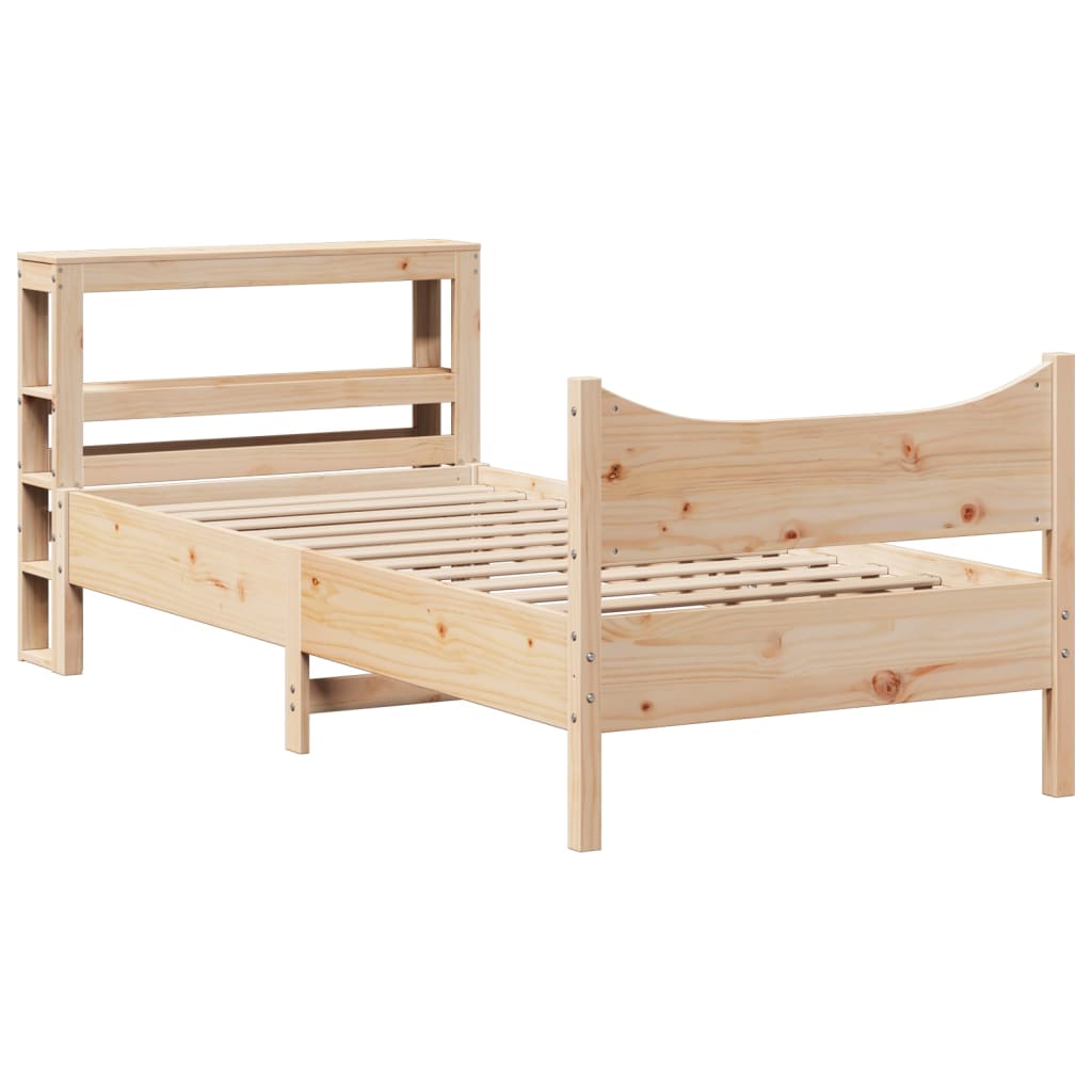 vidaXL Rama łóżka z wezgłowiem, biała, 75x190 cm, lite drewno sosnowe
