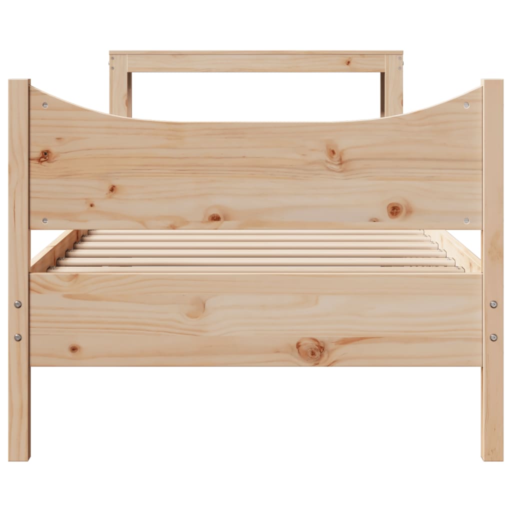 vidaXL Rama łóżka z wezgłowiem, biała, 75x190 cm, lite drewno sosnowe