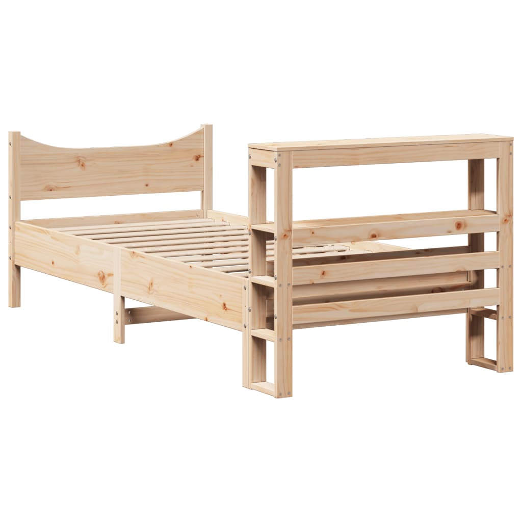 vidaXL Rama łóżka z wezgłowiem, biała, 75x190 cm, lite drewno sosnowe