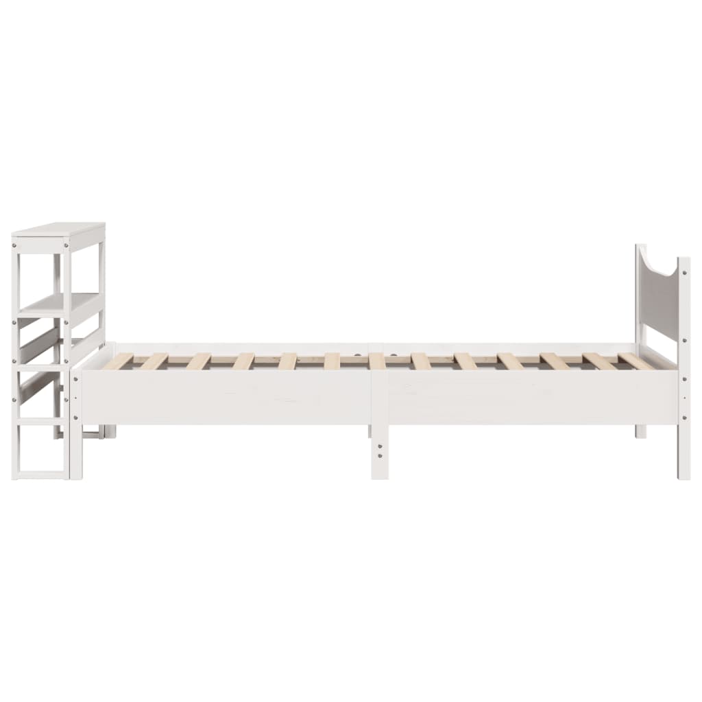 vidaXL Rama łóżka z wezgłowiem, biała, 75x190 cm, lite drewno sosnowe