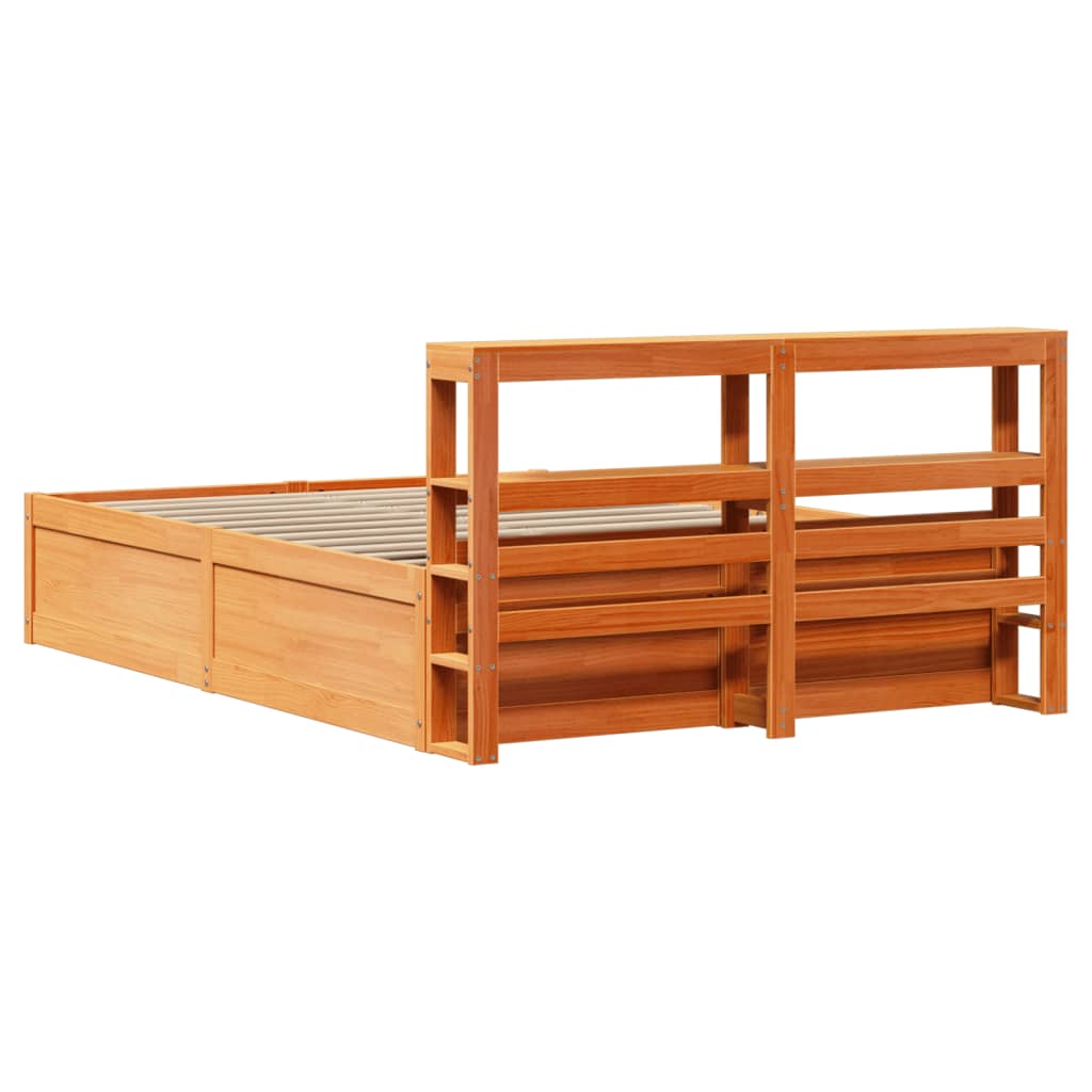 vidaXL Rama łóżka z wezgłowiem, woskowy brąz, 160x200 cm, sosnowa